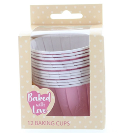 Baking cups bwl roze - 12 st