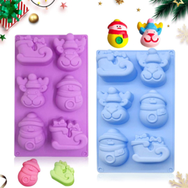 Kerstmis silicone bakvorm - 6 figuurtjes