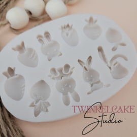 Rabbit and carrots miniature (silicone mould)