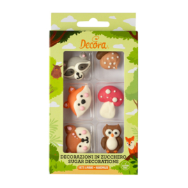Wood animals suikerdecoratie - 6 st