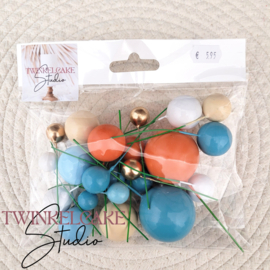 Balls orange/blue/blue/beige - 20 pcs