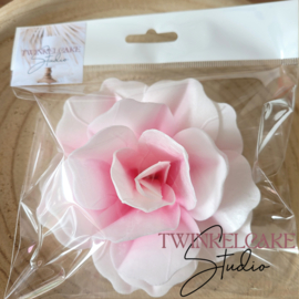 Rose 3D Extra Large Pink/White 12 cm - 1 pc (waferpaper)
