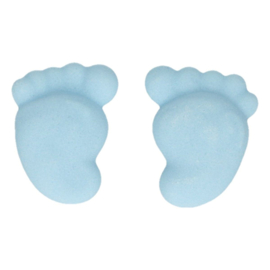 Décoration en sucre petits pieds bébé bleus (garçon) - 16 pcs