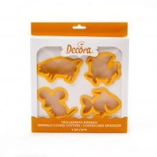 Jeu emporte-pièces animaux marins et terrestres 4 pcs