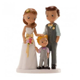 Wedding cake topper couple with boy 16 cm