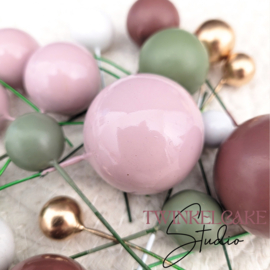 Balls gold/green/old pink/burgundy - 20 pcs