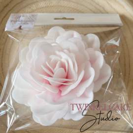 China 3D Rose Extra Large Pink/White 12.5 cm - 1 Pc (wafer paper)