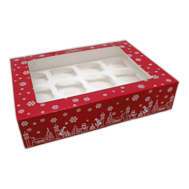 Cupcakedoos Christmas voor 12 cupcakes - 1 st
