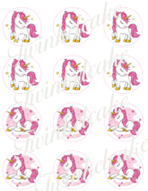 Unicorn Edible Print Cupcake 1 round A4