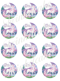 Eenhoorn eetbare print cupcake 5 rond A4