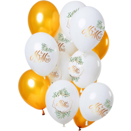 Ballons mariage "Mr & Mrs"/or 12 pcs