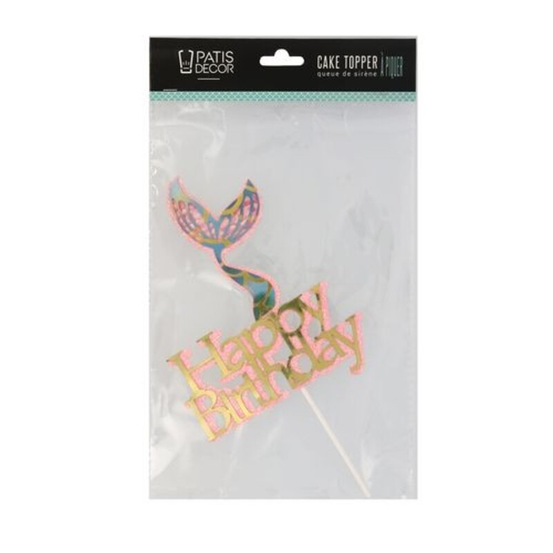 Happy Birthday avec queue de sirène cake topper
