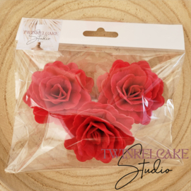 China 3D Rose Large Red 7 cm - 3 pcs (wafer paper)