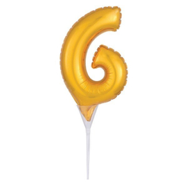 Balloon cake topper Zahl 6 Gold