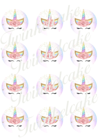 Eenhoorn eetbare print cupcake 2 rond A4