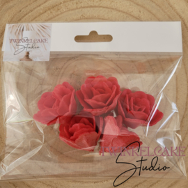 Chinese 3D Roos small Rood 4.5 cm - 5 st (wafer paper)