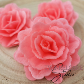 China 3D Rose Large Hard Pink 7 cm - 3 pcs (wafer paper)