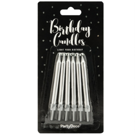 Bougies d'anniversaire argent 6 pcs