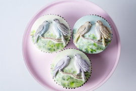 Cupcake Top Love Birds by Karen Davies