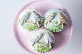 Cupcake top Love Birds by Karen Davies