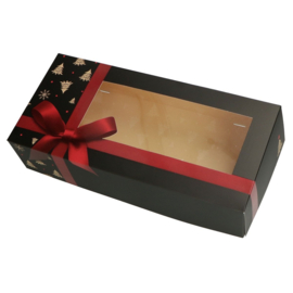 Box for Christmas log black/bow 34x16x8 cm