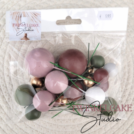 Balls gold/green/old pink/burgundy - 20 pcs