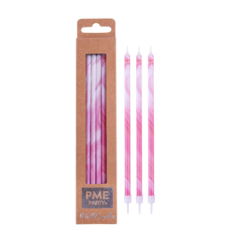 PME Candles Tall Pink Marble - 6 st