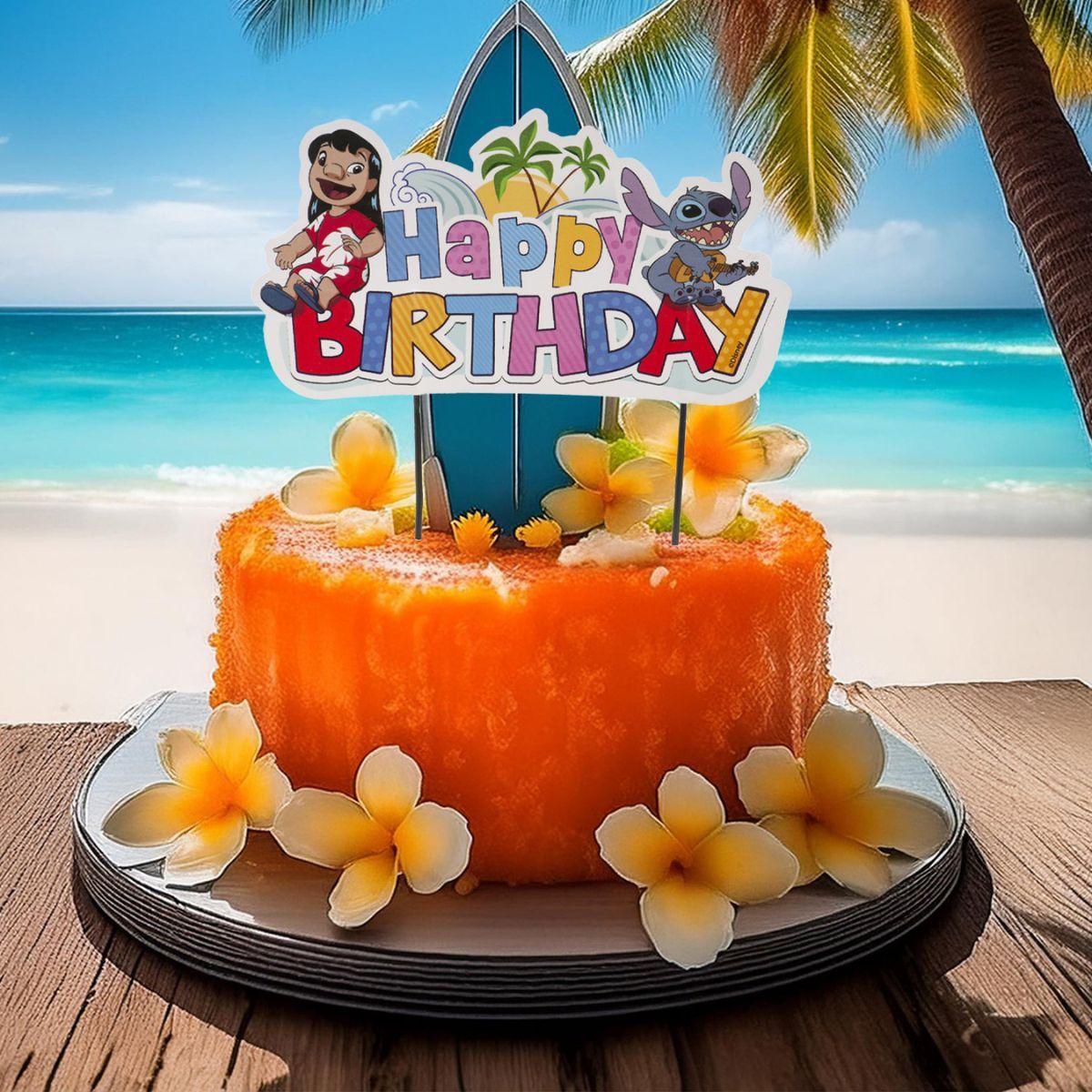 Stitch en Lilo Happy Birthday cake topper 16.5 cm