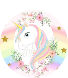 Licorne imprimé comestible rond 1 - A4