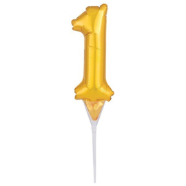 Balloon cake topper cijfer 1 Gold