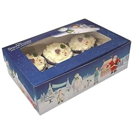 Le Bonhomme de neige et le petit chien boîtes pour 6 cupcakes (2 pcs)