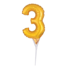 Balloon cake topper chiffre 3 Or