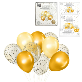 Balloset Pailletten/Gold - 10 teilig