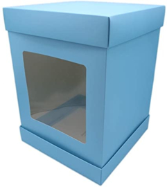 Boîte à gâteau avec fenêtre extra haute 25 x 25 x 35 (h) cm Bleu Olbaa