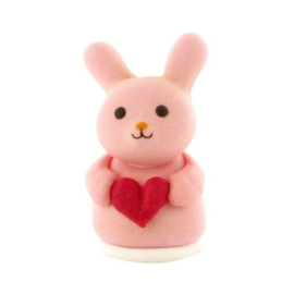 Konijn rose met hart 4.5 cm