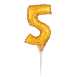 Balloon cake topper Zahl 5 Gold