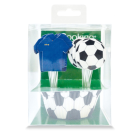 Football baking cups met cake toppers - 24 st