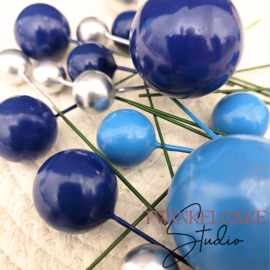 Balls light blue/dark blue/silver - 20 pcs