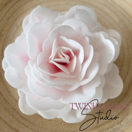 Chinese 3D Roos Extra Large Rose/Wit 12.5 cm - 1 st (wafer paper)