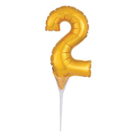 Balloon cake topper chiffre 2 Or