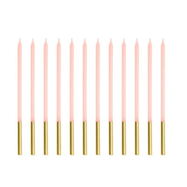 Rose/goud lange kaars  14 cm - 12 st