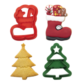 Kerstboom en kerstsok cutter set 2 st