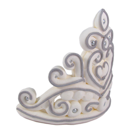 Couronne 3D blanc/argent décoration en sucre