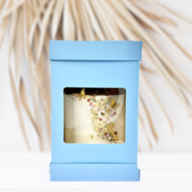 Boîte à gâteau avec fenêtre extra haute 25 x 25 x 35 (h) cm Bleu Olbaa