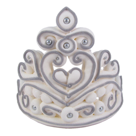 Couronne 3D blanc/argent décoration en sucre