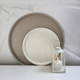 Metalen schaal wit & taupe