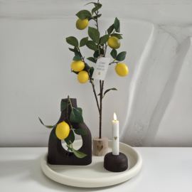 Metalen schaal wit & taupe