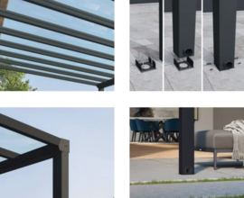 Stockholm Terrasoverkapping Grijs Blanke Beglazing 950x330,5-341x256,5-324 cm