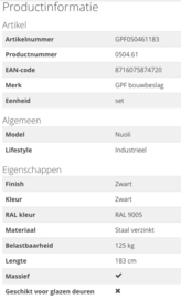 Schuifdeursysteem Nuoli Zwart 183 cm