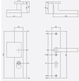 Intersteel Veiligheidsbeslag met kerntrekbeveiliging SKG3 profielcilinder 55 mm rechthoekig voordeurbeslag aluminium F1